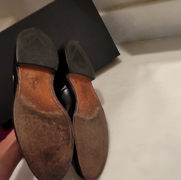 Allen Edmonds Black Oxford Derby Shoes with Polished Leather